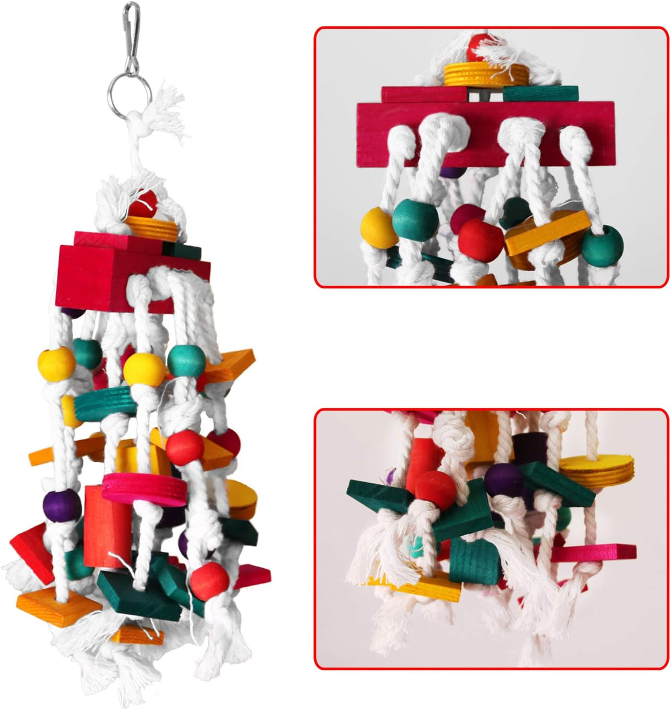 Bird Chewing Toy - Parrot Cage Bite Toys Wooden Block Bird Parrot Toys for Small and Medium Parrots and Birds