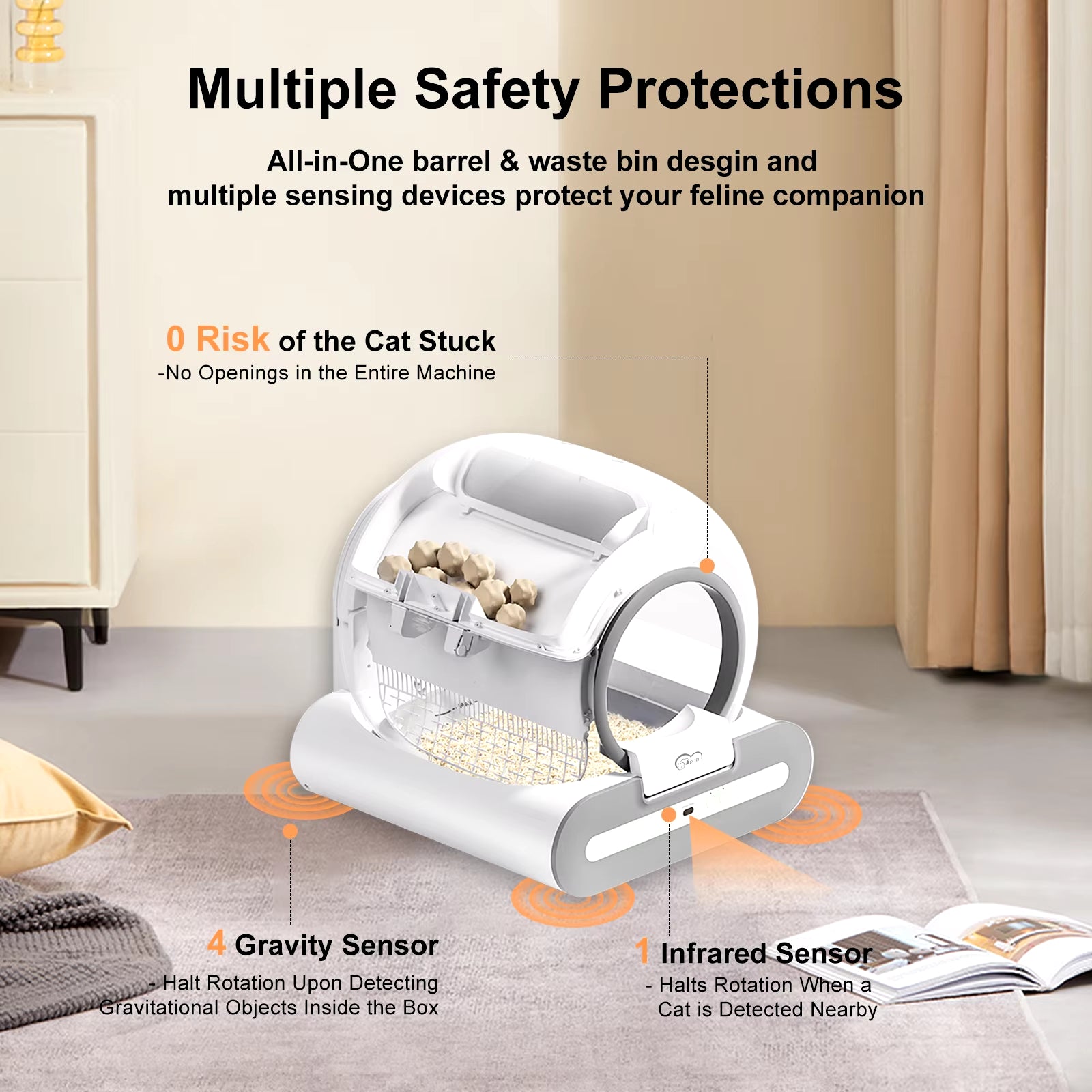 Automatic Cat Litter Box Self Cleaning with App Control & Cat Litter Mat Smart Cat Toilet for Multiple Large Cats