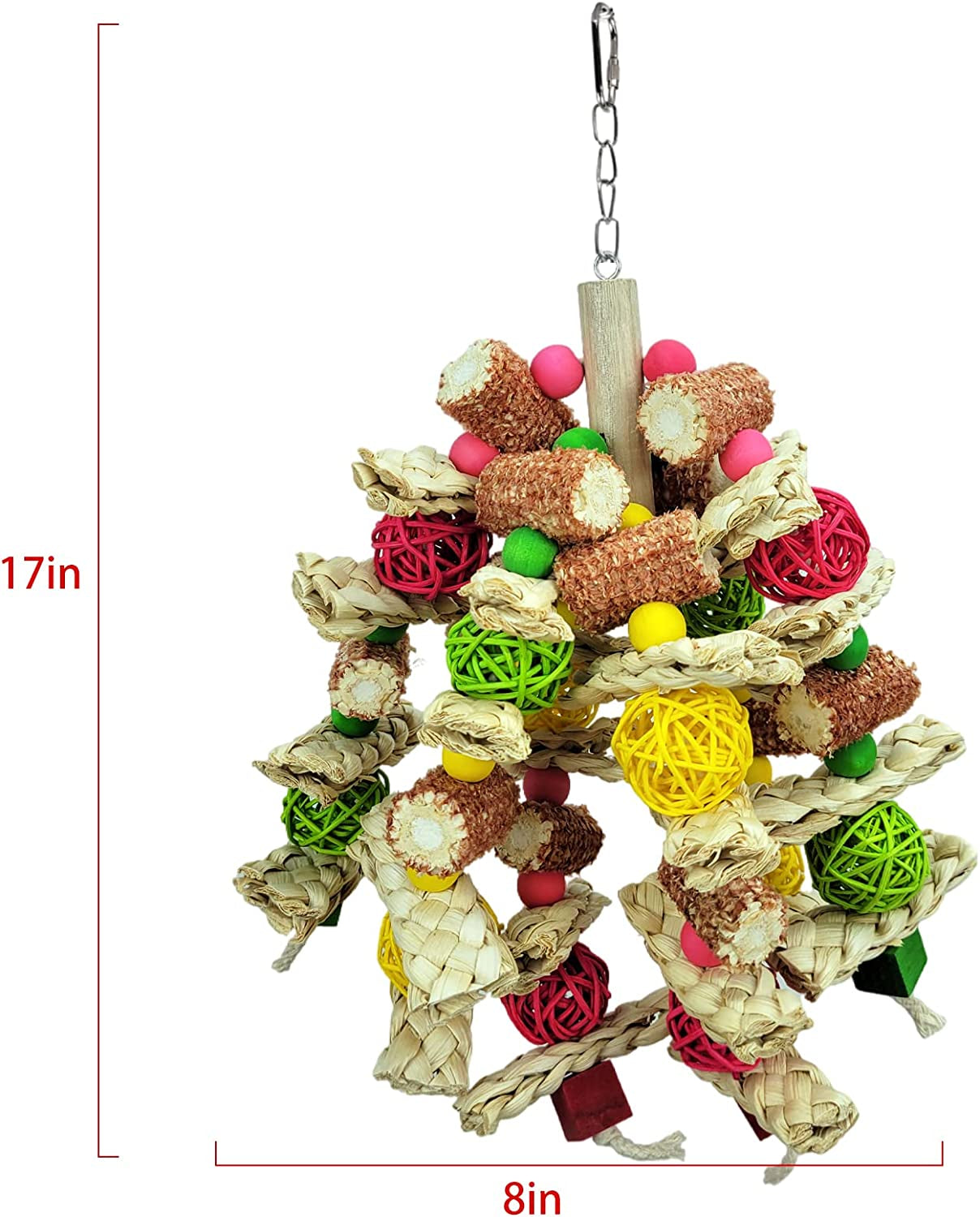 RF-X Parrot Toys, Natural Corn Cob Bird Chew Toys for Small and Medium-Sized Macaws, African Grey Parrots, Amazon Parrots, Medium-Sized Bird Cage Toys