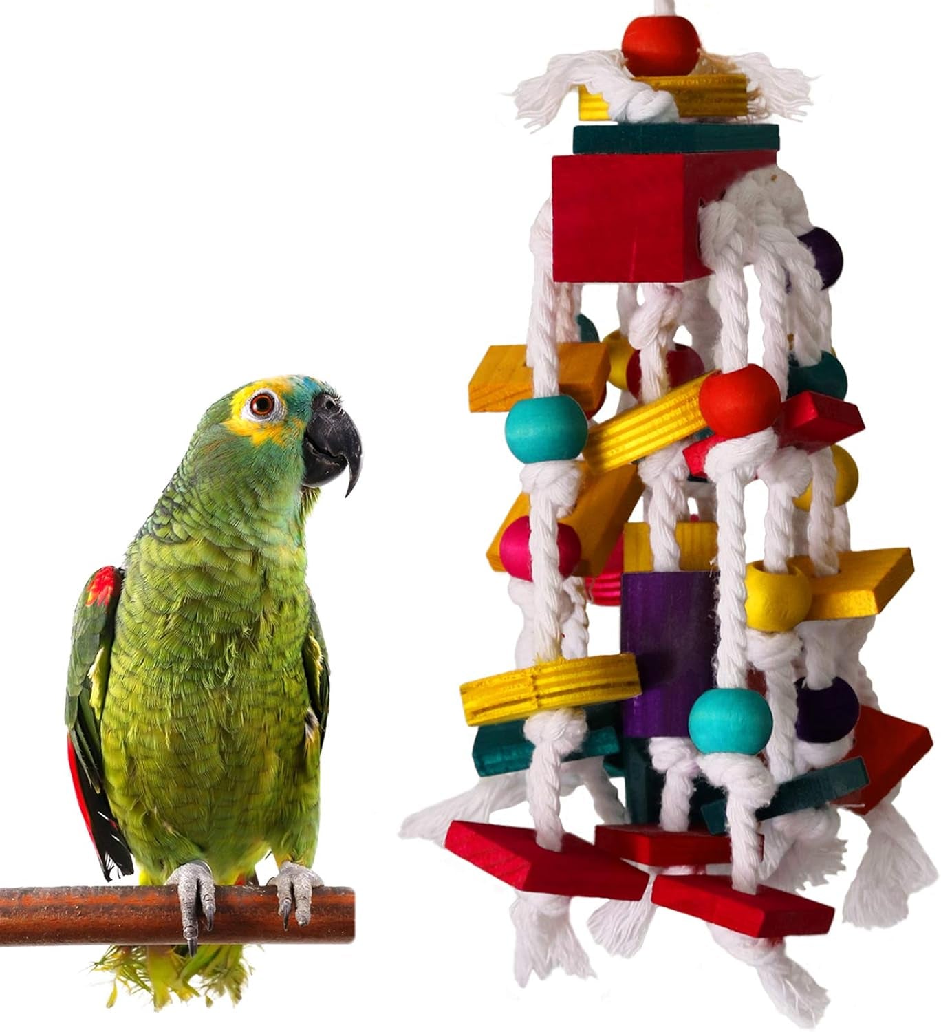 Bird Chewing Toy - Parrot Cage Bite Toys Wooden Block Bird Parrot Toys for Small and Medium Parrots and Birds