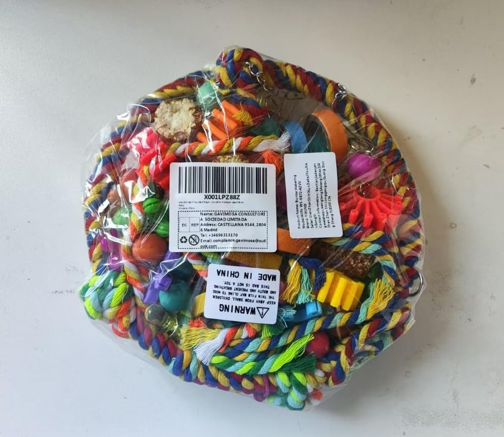 Bird Toys Bird Rope Ring Swing Perch with Corn Cob Cardboard Bagels Wooden Blocks Chewing Toys for Parakeets,Conure,Lovebirds,Finches and Other Small to Medium-Sized Birds