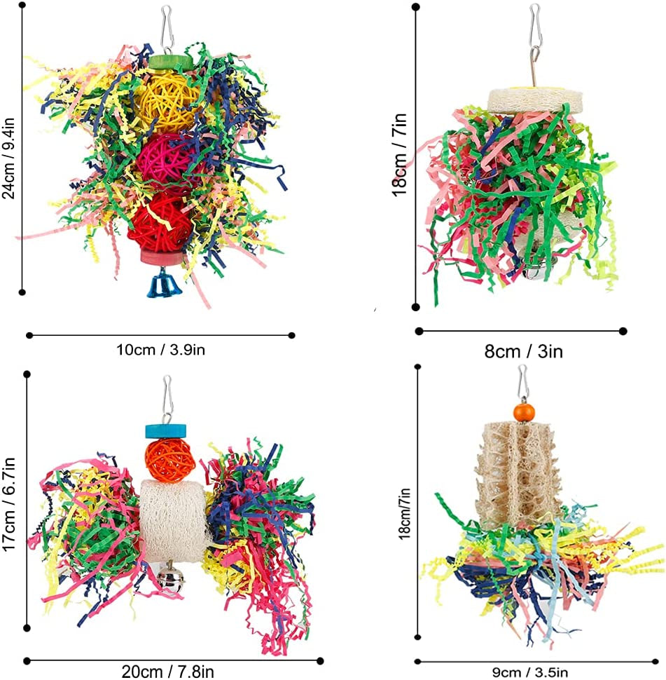 Bird Toys Bird Shredding Foraging Toys Parakeet Toy Chewing Hanging Toy Bird Shredded Paper Bird Cage Accessories Bird Rope Perch for Conure Cockatiel Budgies (Without Rope Perch)
