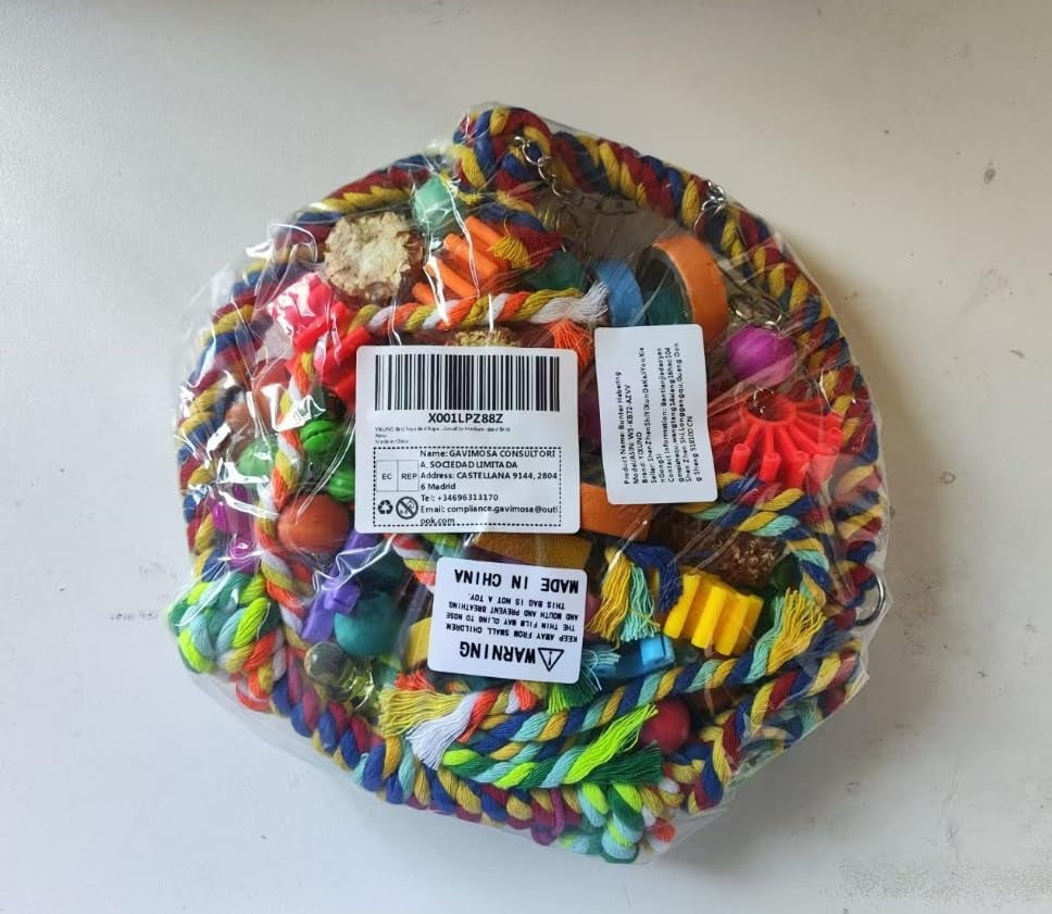 Bird Toys Bird Rope Ring Swing Perch with Corn Cob Cardboard Bagels Wooden Blocks Chewing Toys for Parakeets,Conure,Lovebirds,Finches and Other Small to Medium-Sized Birds