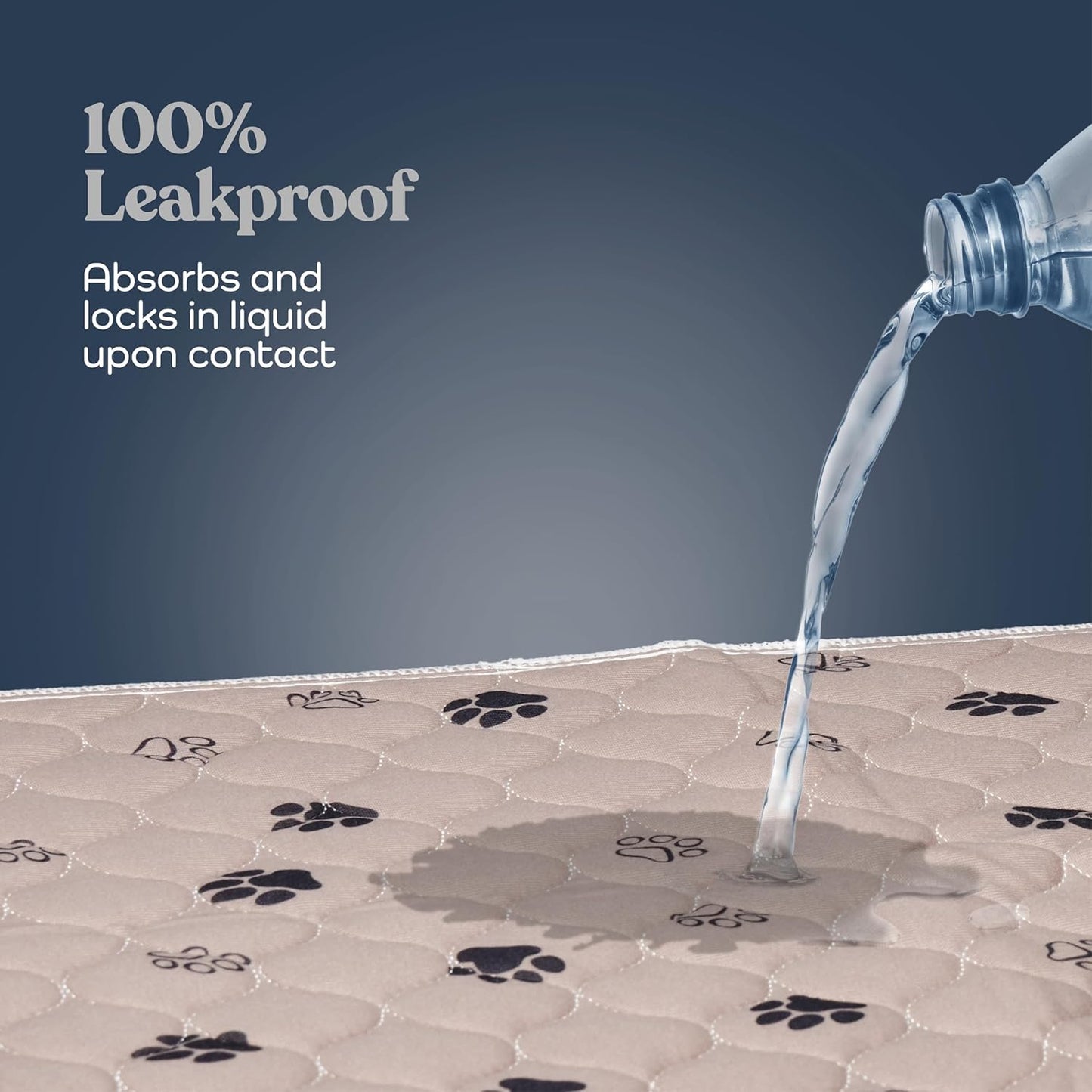 Quick-Dry Washable Pee Pads for Dogs - 2-Pack Superior Reusable Puppy Pads - 100% Waterproof Dog Pee Pad - Protects against Urine Leakage, Non-Slip Grip Prevents Slipping and Bunching