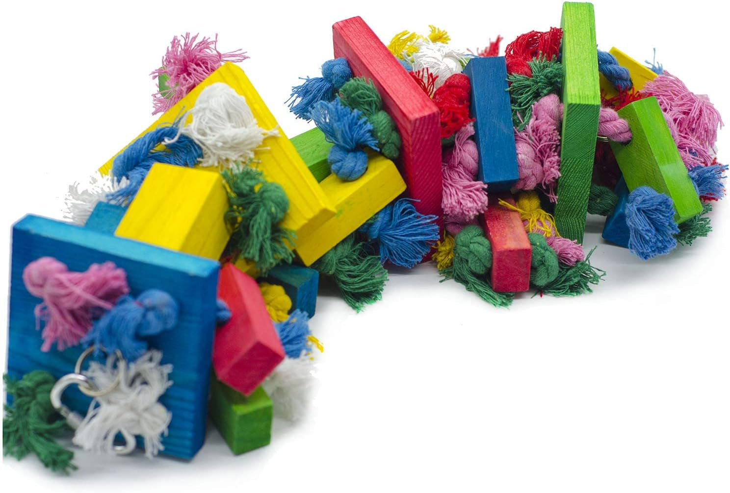 Delokey Bird Block Knots Tearing Toy -19.7 Inch Multicolored Natural Wooden Parrot Chewing Toy Suggested for Macaws Cokatoos,African Grey and a Variety of Amazon Parrots.(Large Size)